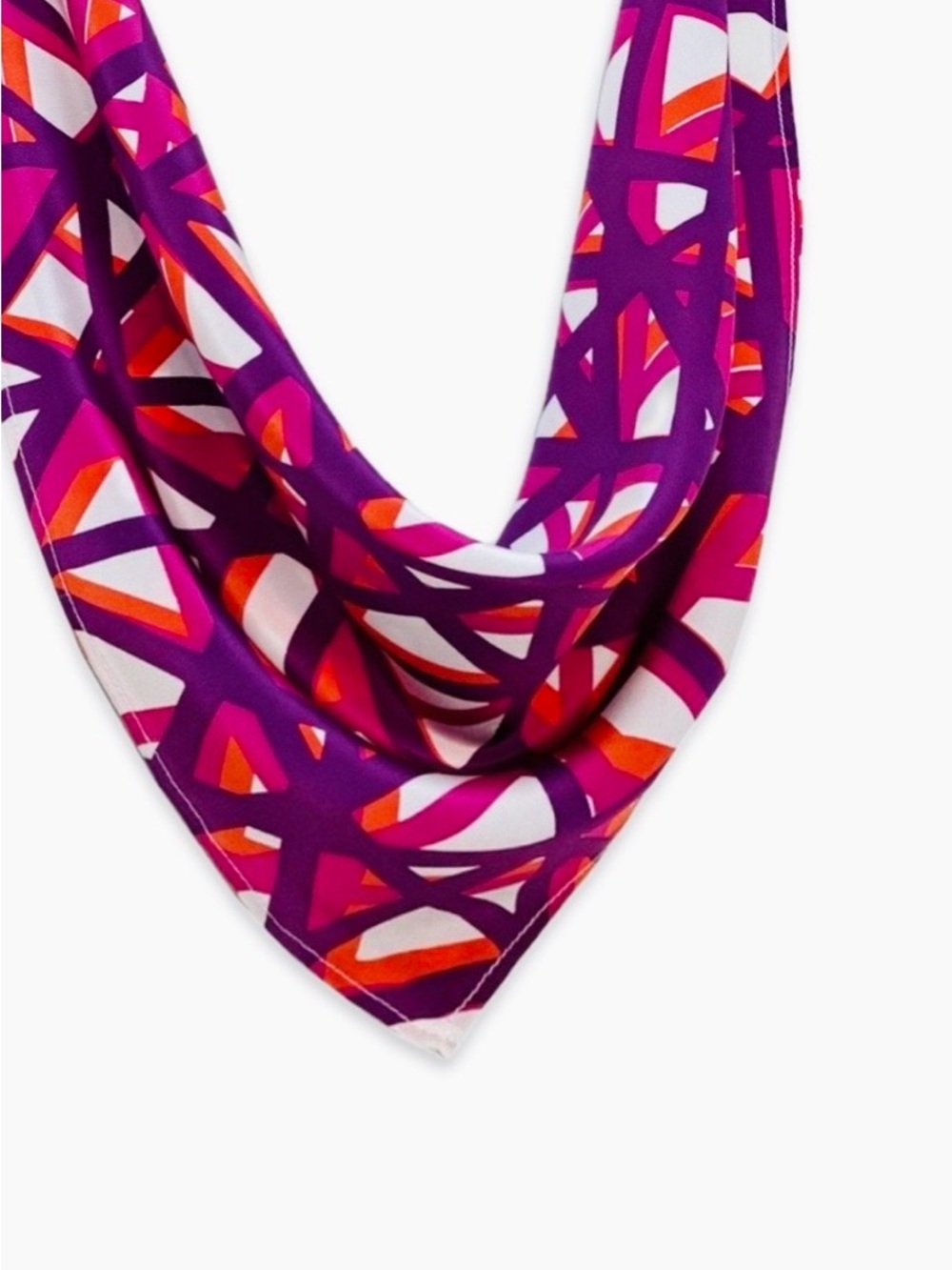 NWT SILKLETTE Intersections 100% Fine Silk Kerchief Scarf ORANGE/MAGENTA/WHITE